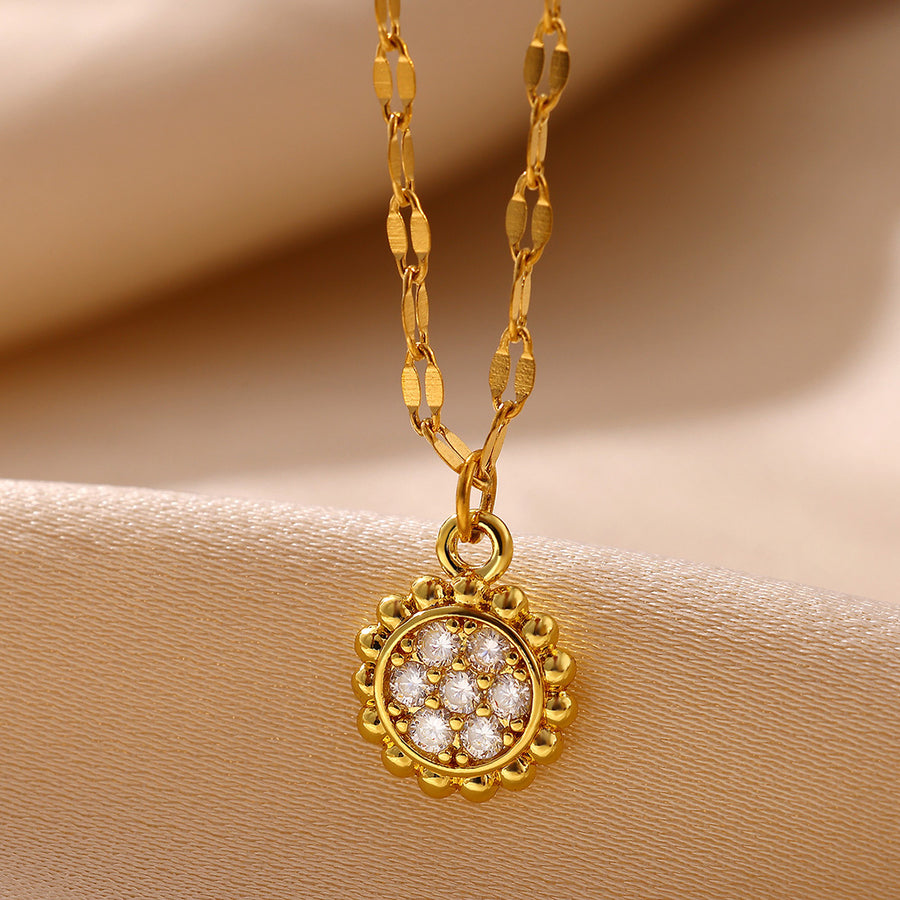New Copper Zircon Gold-Plated Pendant Necklace