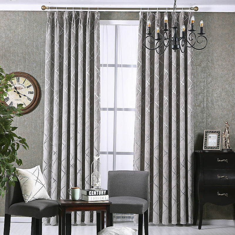 Solid Color Modern Light Luxury Chenille Blackout Curtains for Living Room