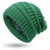 Women’s Satin-Lined Woolen Knit Hats – Warm Winter Hats for Protective Hairstyles