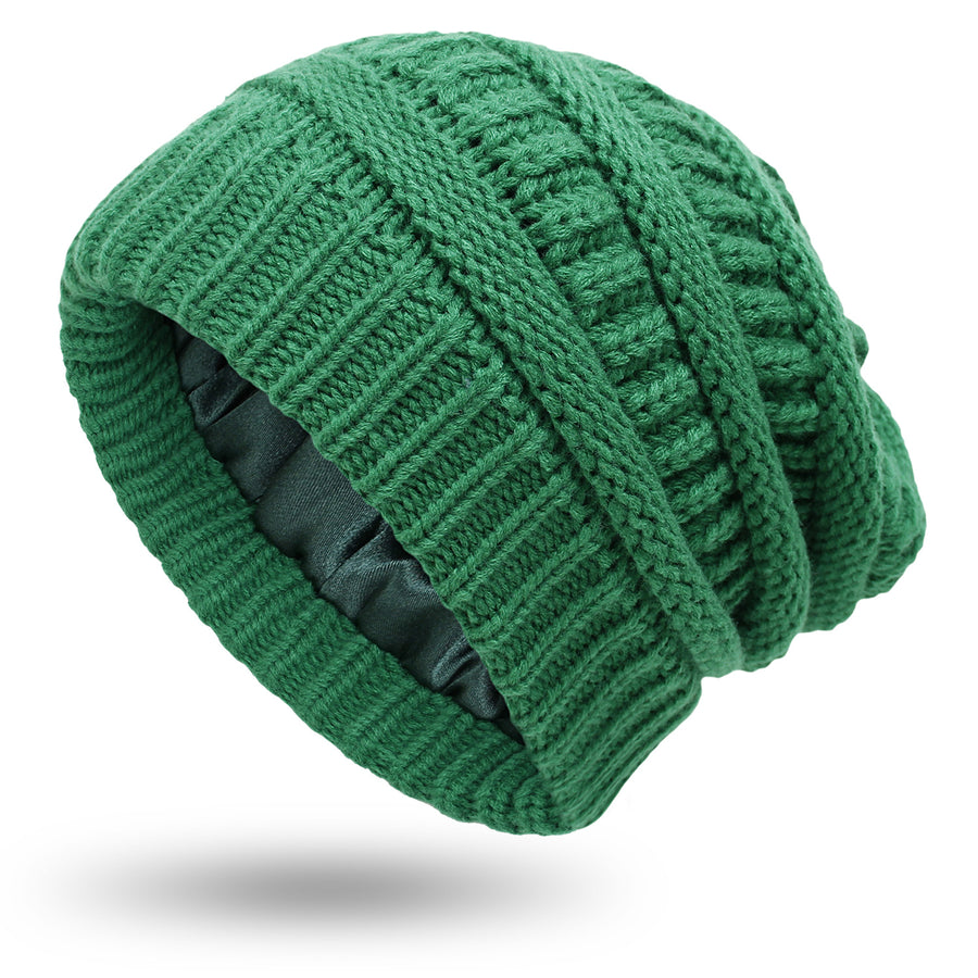 Women’s Satin-Lined Woolen Knit Hats – Warm Winter Hats for Protective Hairstyles