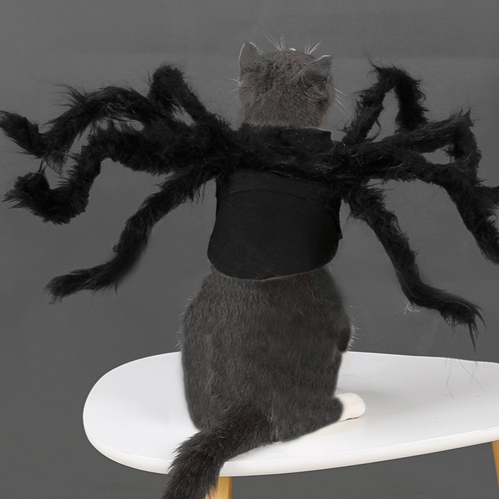 Halloween Pet Spider Costume Cat Dog Spooky Furry Dress Up Outfit