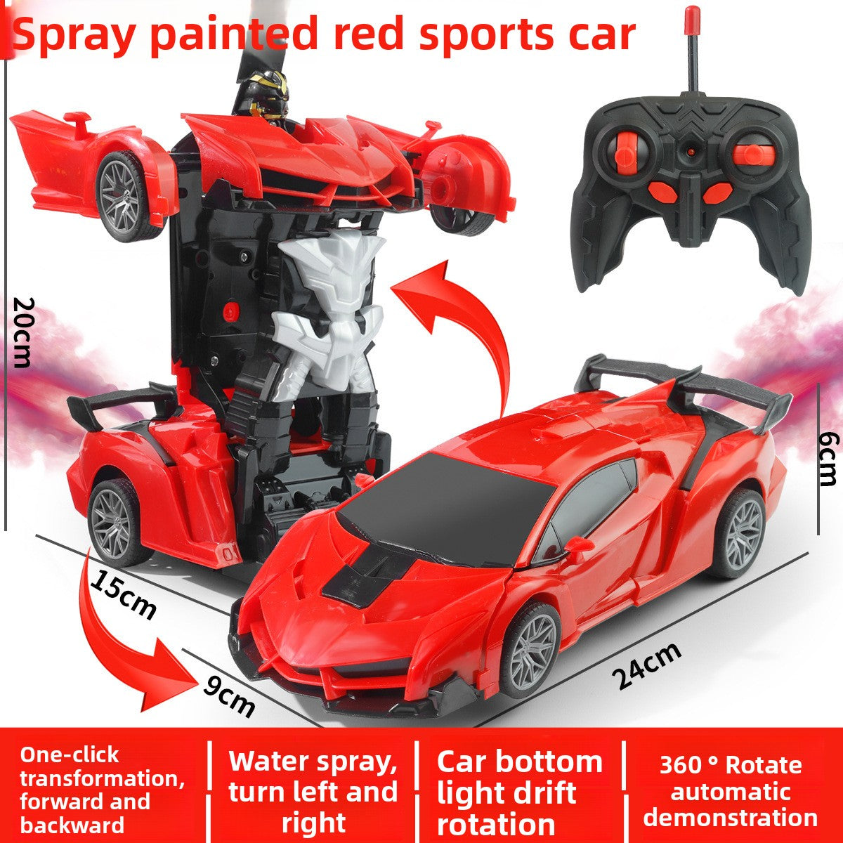 Remote Control Transforming Toy Car With LED Lights One-Button Deformation