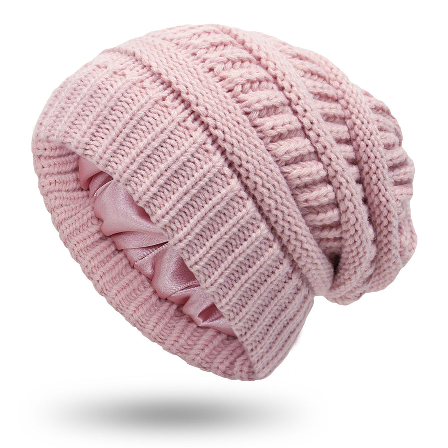 Women’s Satin-Lined Woolen Knit Hats – Warm Winter Hats for Protective Hairstyles