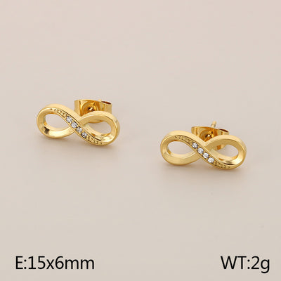 Stainless Steel Ginkgo Leaf Cross Earrings With Diamonds