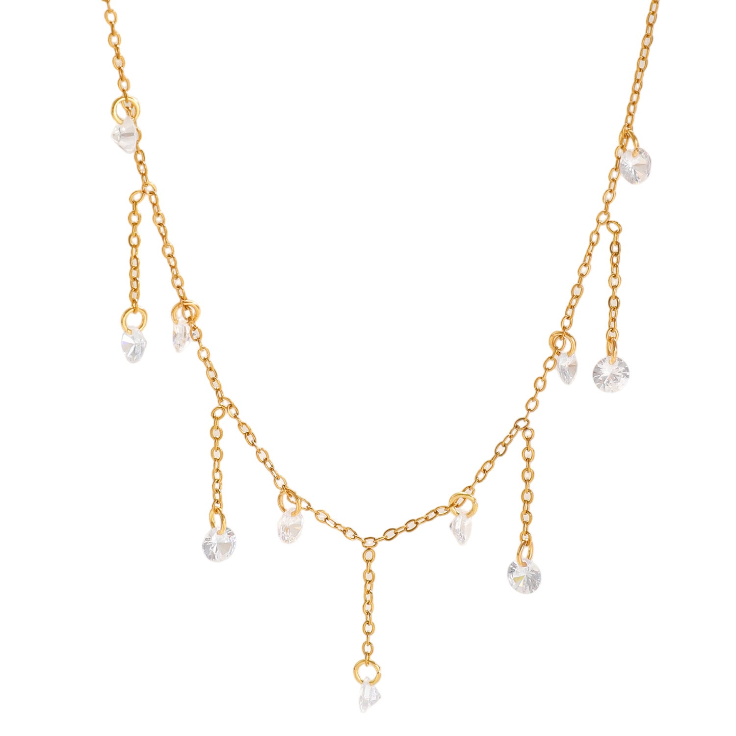 Exquisite Zircon Tassel Stainless Steel Minimalist Jewelry Necklace