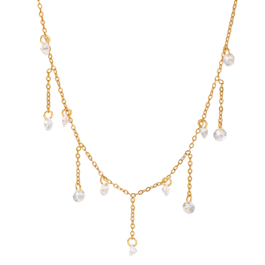 Exquisite Zircon Tassel Stainless Steel Minimalist Jewelry Necklace