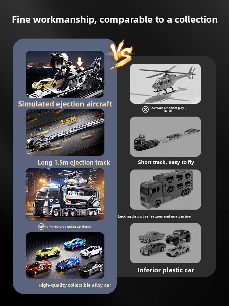 Transforming Police Car Toy With Track And Ejection Launcher Features