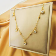 Minimalist White Enamel Pendant Necklace 18K Gold Plated Stainless Steel