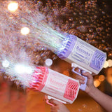 Rocket 69-Hole Bubble Gun – Automatic Soap Bubble Machine with LED Lights