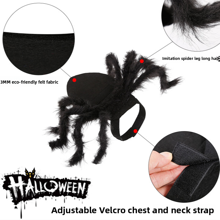Halloween Pet Spider Costume Cat Dog Spooky Furry Dress Up Outfit