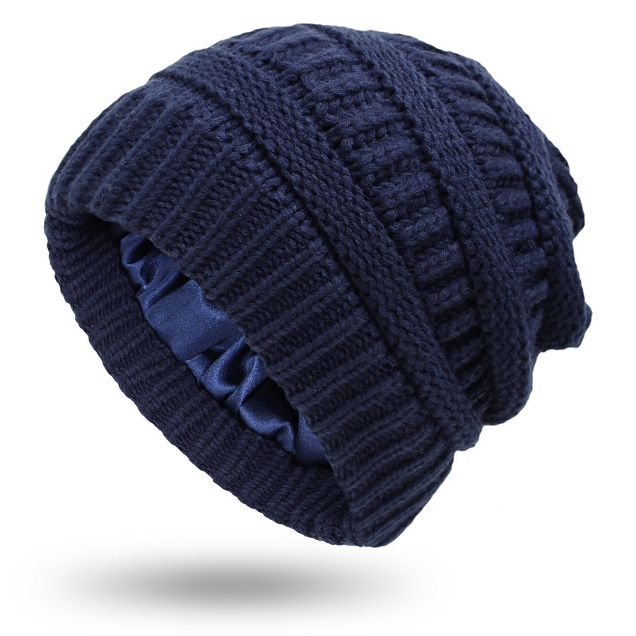 Women’s Satin-Lined Woolen Knit Hats – Warm Winter Hats for Protective Hairstyles