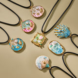 Stainless Steel Enamel Shell And Pearl Necklace