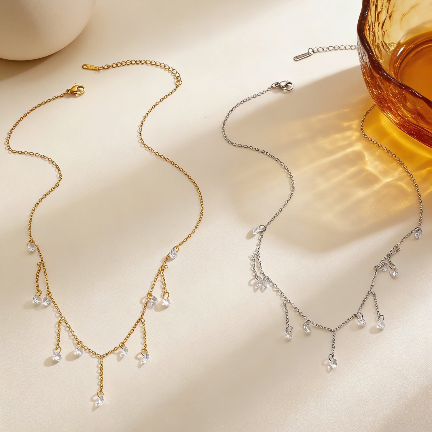 Exquisite Zircon Tassel Stainless Steel Minimalist Jewelry Necklace