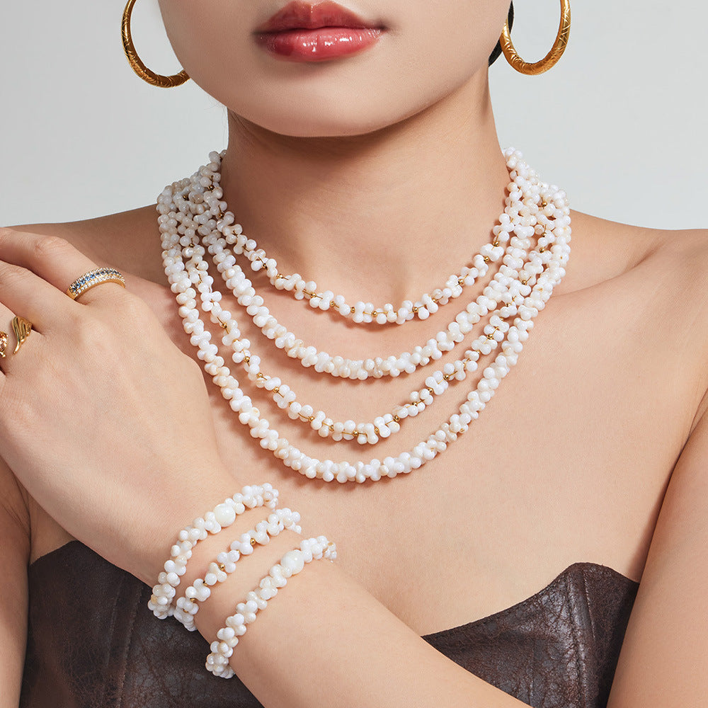 Natural Shell Shaped Beaded Necklace For Women