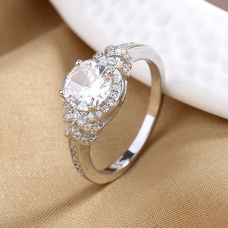 Fashionable Diamond Encrusted Zircon Cross Ring for Women