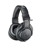 Black headphones with Audio-Technica logo on a white background