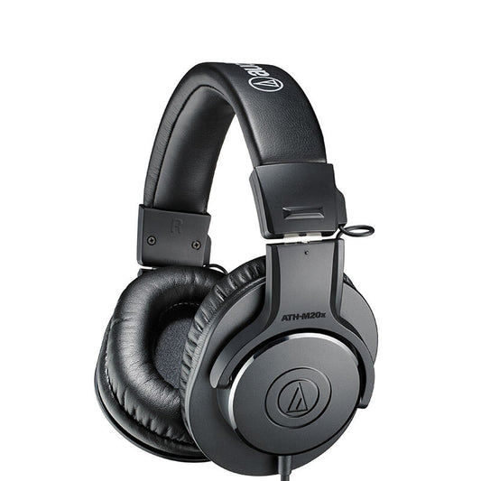 Black headphones with Audio-Technica logo on a white background