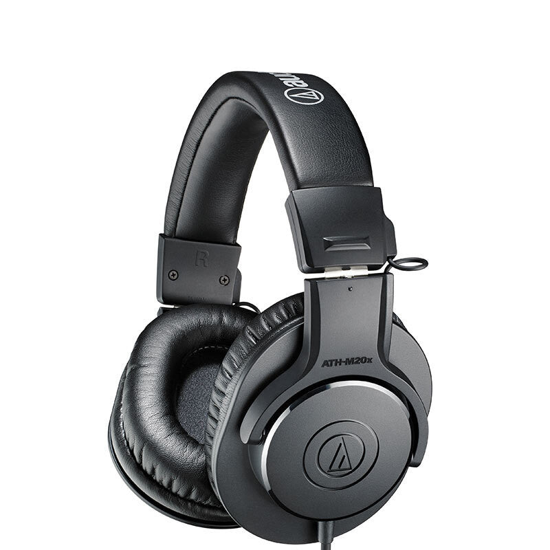 Black headphones with Audio-Technica logo on a white background