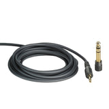 Coiled audio cable with 3.5mm plug on a white background