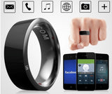 Smart ring with smartphone app interface on a white background