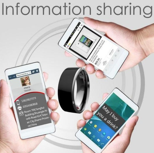 Hands holding smartphones with various apps open, displaying information sharing.