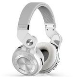 Silver headphones with 'Bluedio' branding on a white background