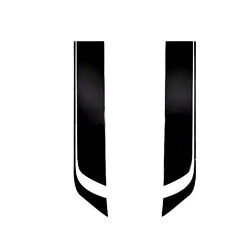 Black and white car hood stripes on a white background