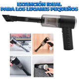 Handheld vacuum cleaner with various attachments and usage scenarios on a white background.