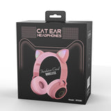 Box of pink cat ear headphones with 'Cat Ear Headphones' branding on a white background