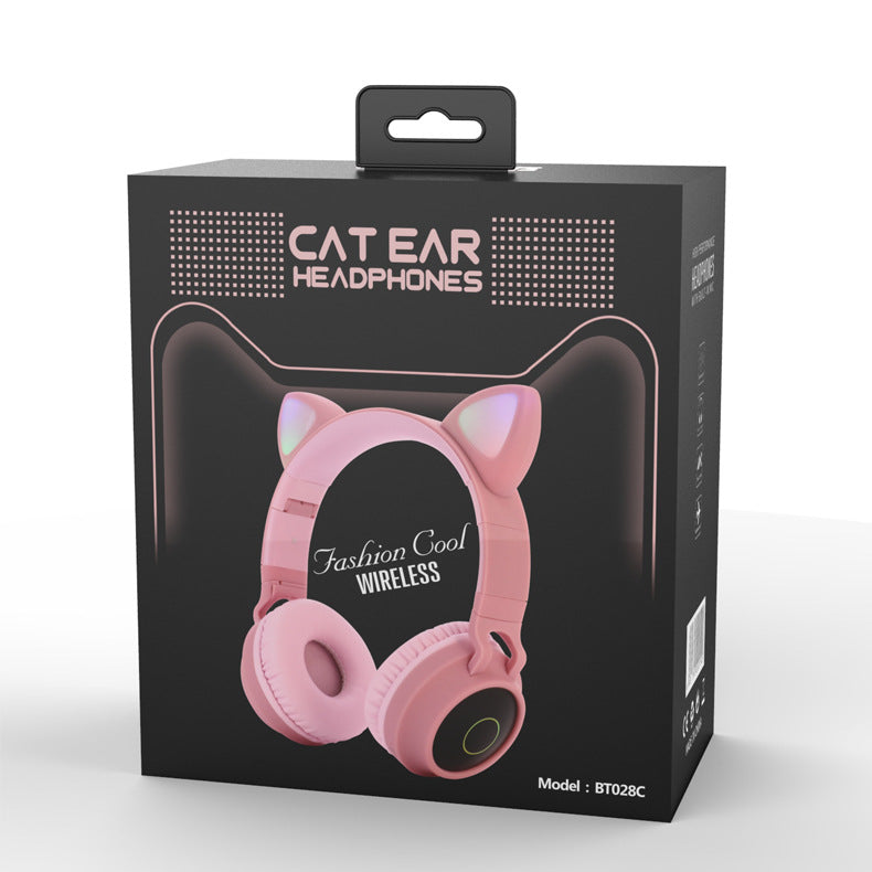 Box of pink cat ear headphones with 'Cat Ear Headphones' branding on a white background