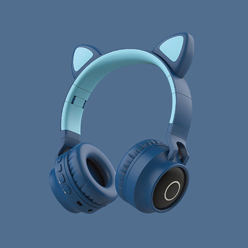 Blue headphones with cat ear design on a blue background