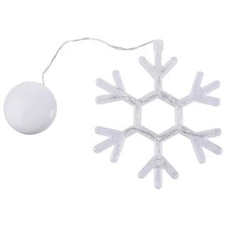 Snowflake-shaped light bulb on a white background