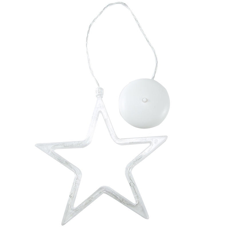 Star-shaped white ornament with a ball on a white background