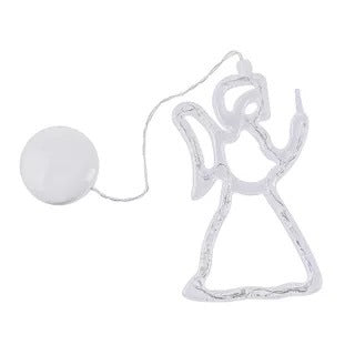 Decorative angel figure with a round ball on a white background