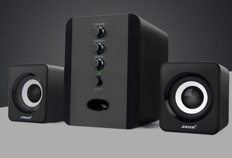 D-202 combination computer speaker system featuring a dedicated subwoofer and stereo sound box for smartphones and PCs