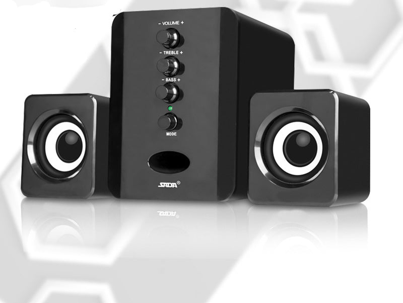 D-202 combination computer speaker system featuring a dedicated subwoofer and stereo sound box for smartphones and PCs