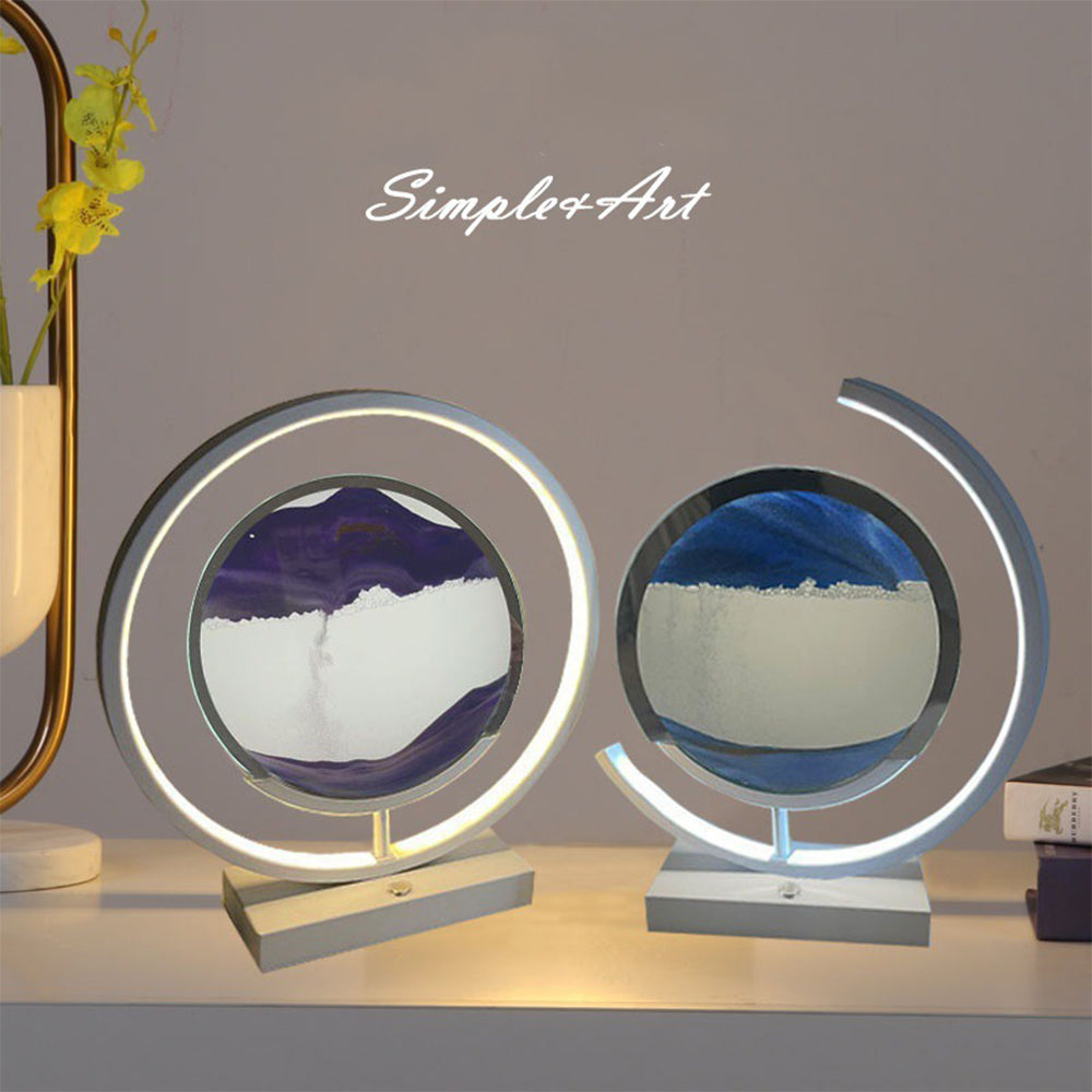 Two decorative items with circular designs on a shelf, featuring the brand 'Simple Art'.