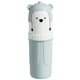 Children's water bottle with bear design on a white background