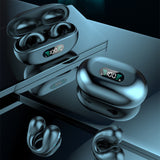 Wireless earbuds with charging case on a reflective surface