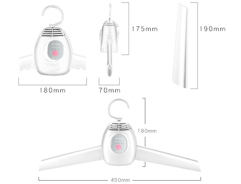 Measurement chart of a white hanger with dimensions labeled.