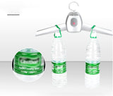 Water bottles with a water purifier device on a white background