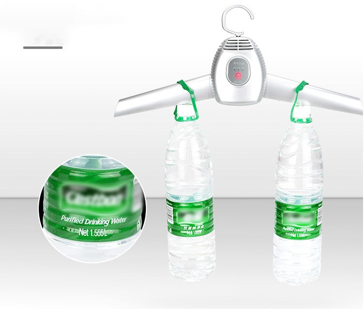 Water bottles with a water purifier device on a white background