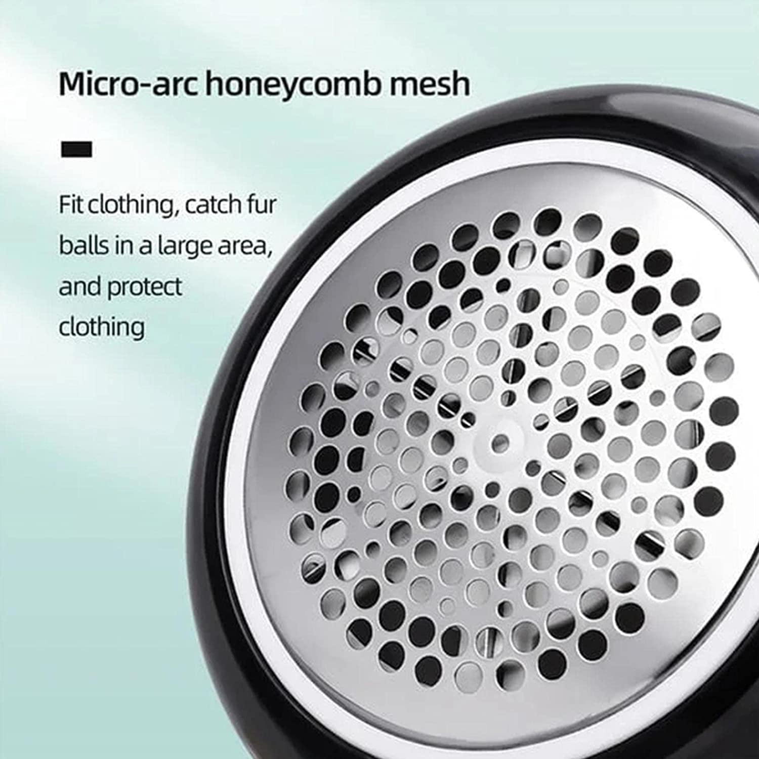 Close-up of a micro-arc honeycomb mesh on a light blue background