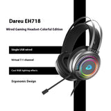 Dareu EH718 Wired Gaming Headset with RGB lighting on a white background