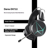 Dareu EH722 gaming headset with RGB lighting on a white background