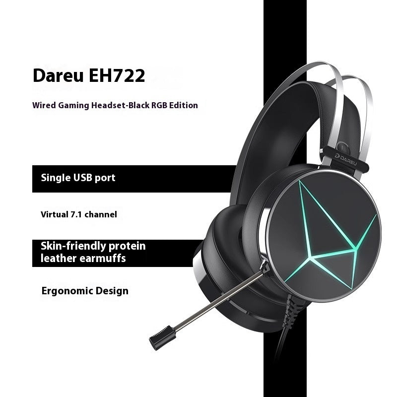 Dareu EH722 gaming headset with RGB lighting on a white background