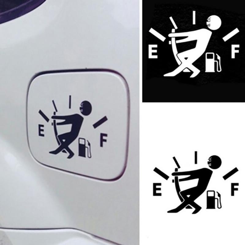 Three illustrations of a person sitting on a chair with 'E' and 'F' labels, used as a fuel gauge indicator.