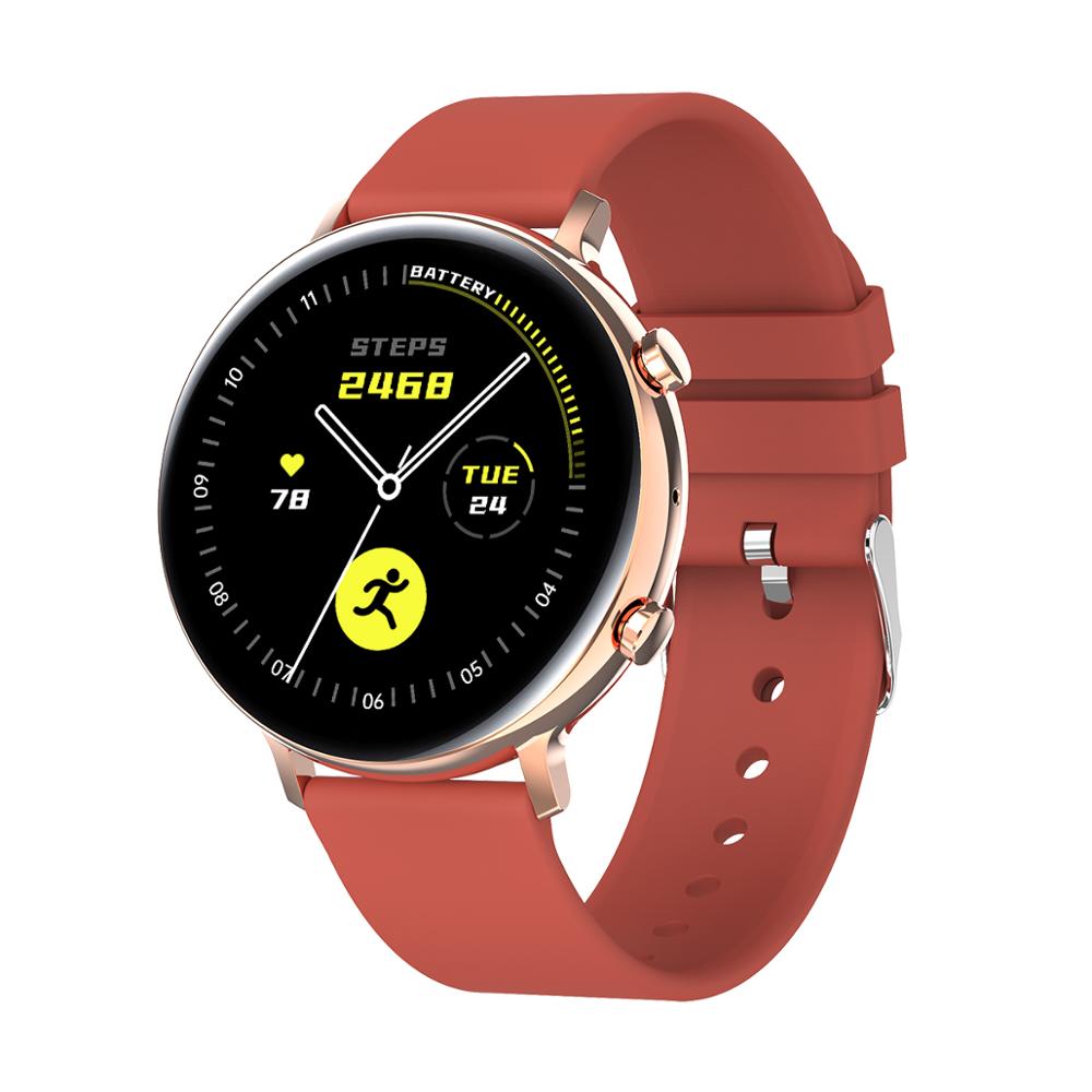 Smartwatch with a red strap on a white background