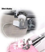 Close-up of sewing machine attachments on fabric with 'Effect display' text.