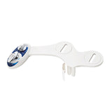 White plastic bracket with blue accents on a white background